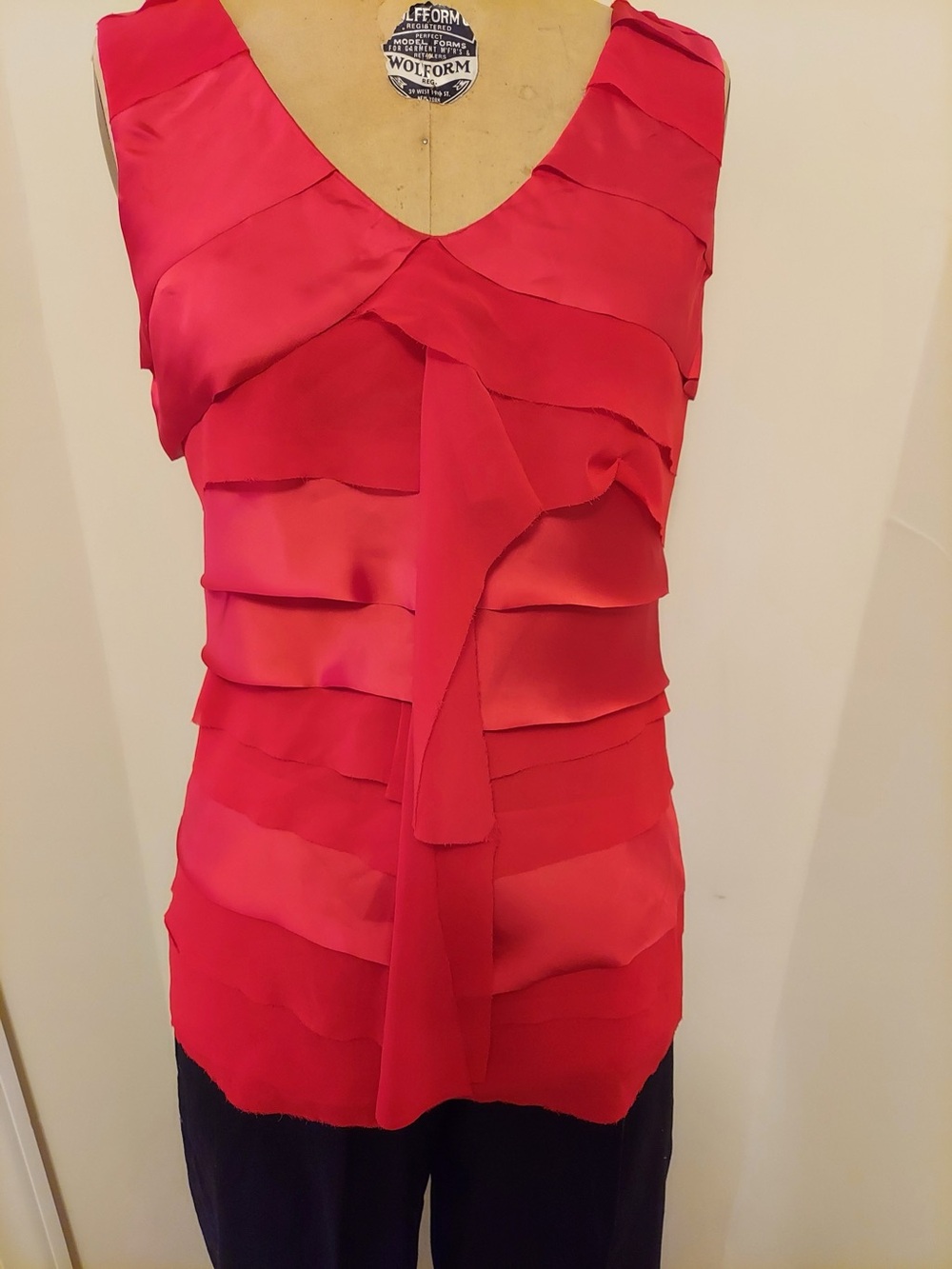 Premise Red Tiered V-Neck Sleeveless Camisole